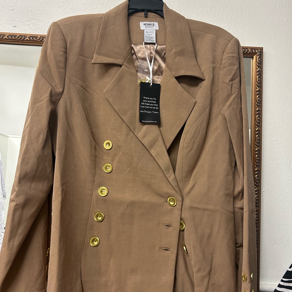 Women's Brown Double-Breasted Blazer